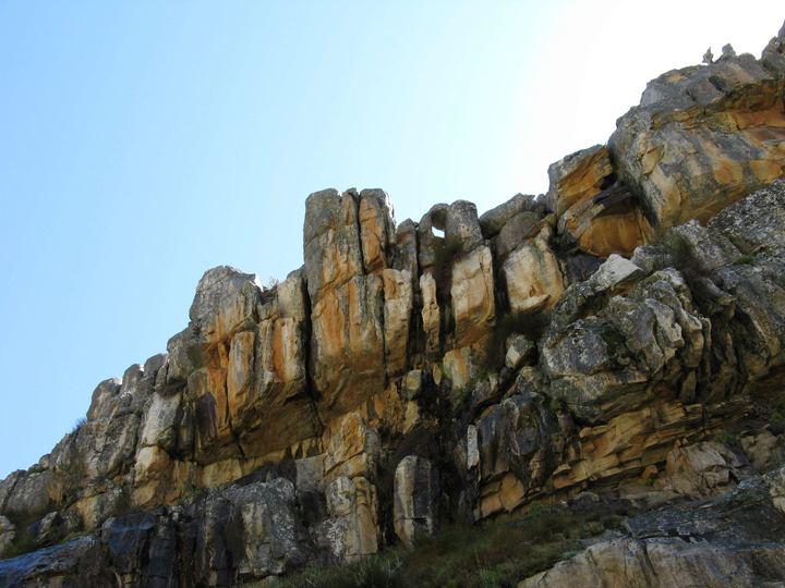 Banded sandstone cliffs in the Cederberg above Rocklands